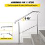 Stainless Steel Adjustable 3 Step Handrail for Indoor and Outdoor Stairs, 99.8 kg Capacity with Installation Kit for Porch and Steps Image 3