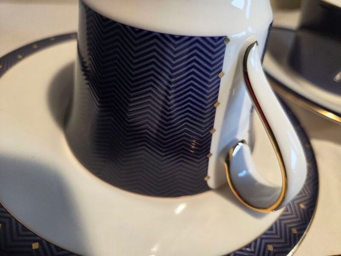 Wedgwood China Midnight design tea cup and saucer duo. Perfect.