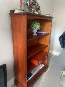 wooden bookshelves