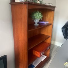 wooden bookshelves