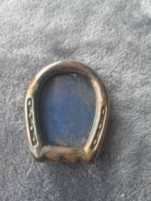 antique solid silver photo frame as hors shoe