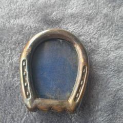 antique solid silver photo frame as hors shoe