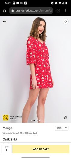 Mango red floral V-neck mini dress size XS/S Perfect condition Postage included