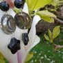 Moon and stars earrings, Handmade crystal jewellery, Pewter, Sterling Silver , Black Obsidian stars, Crystal healing Image 5