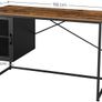 Computer Desk with Mesh Door and Adjustable Shelf Industrial Steel Frame Vintage Brown/Black Image 4