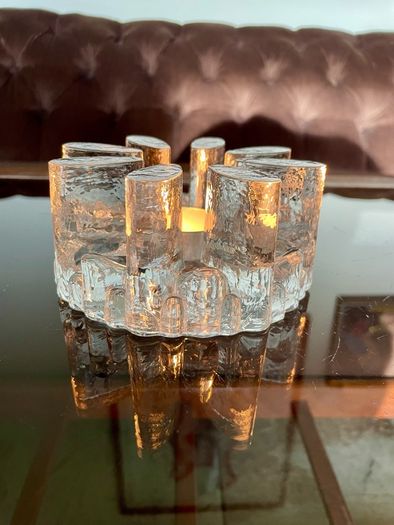 Vintage 1960s Georgshutte Art Glass Votive Candle Holder Trivet Dish Warmer