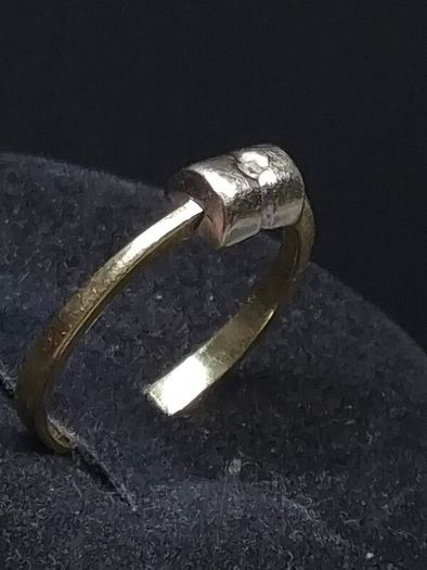Vintage 18ct Gold Modernist Diamond Ring Two Tone Size 54.5