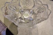 Vintage Bohemian Czech Crystal  Footed Bowl Hand Cut Queen Lace 24% Lead Glass.