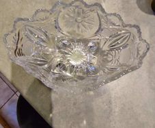Vintage Bohemian Czech Crystal  Footed Bowl Hand Cut Queen Lace 24% Lead Glass.