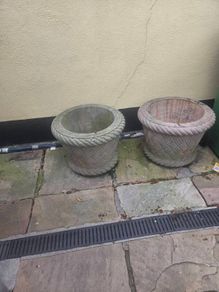 2 x Solid Sandstone Plant Pots