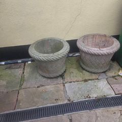 2 x Solid Sandstone Plant Pots