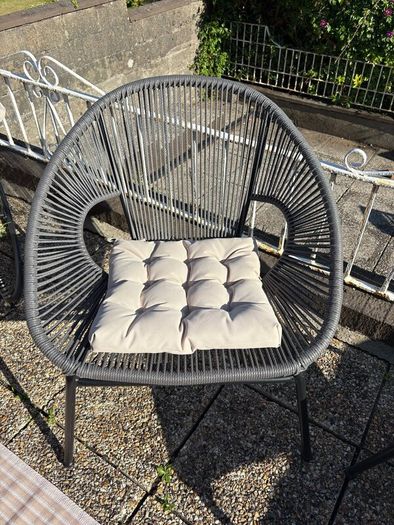 Pair of woven garden chairs