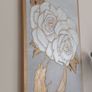 Original Mixed-Media Botanical Painting on Canvas - White & Gold Textured Floral Wall Art Image 2