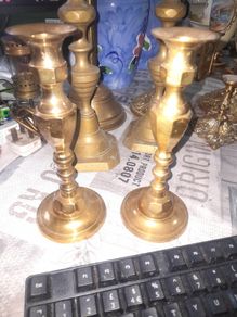 Beautiful Old Pair of Brass Candlesticks, Postage Available