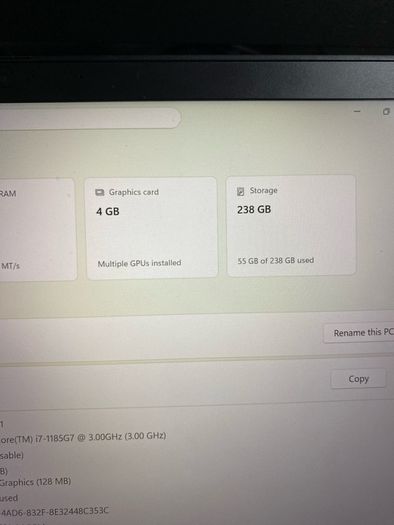 Lenovo Thinkpad T14s i7 pro 11gen 16/256 with 4gb graphic