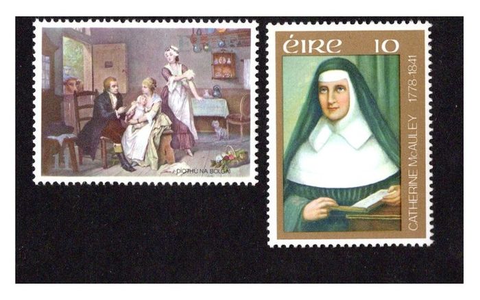 1978 Ireland Anniversaries/Events: Birth of Sister Catherine McAuley; The Eradication of Smallpox; Birth of Sir William Orpen Commemorative Stamps Mint Never Hinged (MNH)