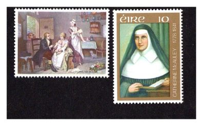 1978 Ireland Anniversaries/Events: Birth of Sister Catherine McAuley; The Eradication of Smallpox; Birth of Sir William Orpen Commemorative Stamps Mint Never Hinged (MNH)