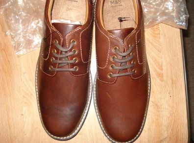 Men's Brown Leather Shoes New Size 10.5 Marks & Spencer