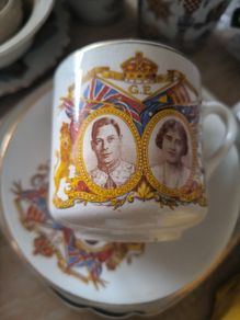 Vintage 1937 King George VI Coronation Tea Trio Cup Saucer Side Plate