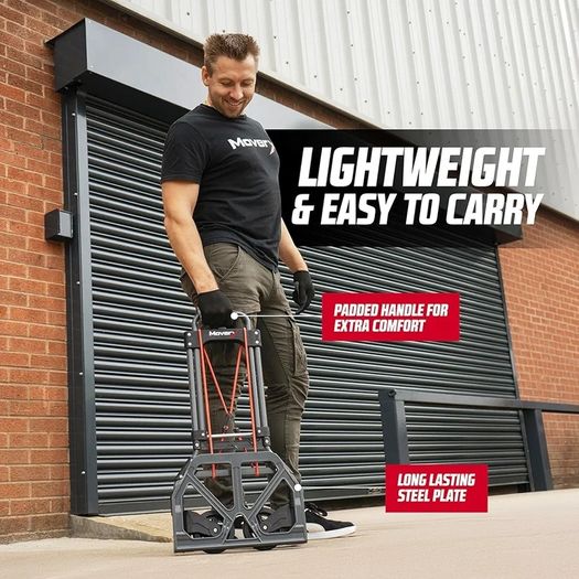 Folding Hand Truck Aluminium, Heavy Duty Hand Truck Foldable Trolley on Wheels, Multi Purpose Sack Truck Moving Trolley, 80kg
