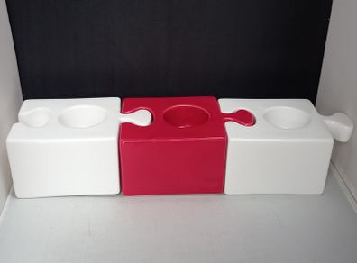 SALE!  Red / White Jigsaw Puzzle Candle Holders
