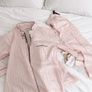 Pretty Blossom Pink Stripe Collar Embroidery Flannel Long Pyjamas Set Image 3