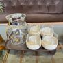 Retro MCM 1970s Dutch Glass Butterfly Coffee Pot with 4 Tulip Cups Mugs With Removable Covers Image 2