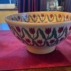 Nicholas Mosse Red Tulip vintage 9 inch diameter bowl