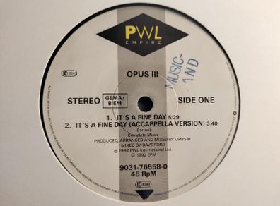 Opus III - It's a Fine Day - PWL International Records - Massive UK Piano HOUSE Anthem!