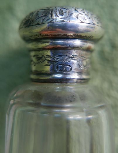 Antique Edwardian 1800s Set 5 Sterling Silver Cut Glass Vanity Pin Bottles Jars