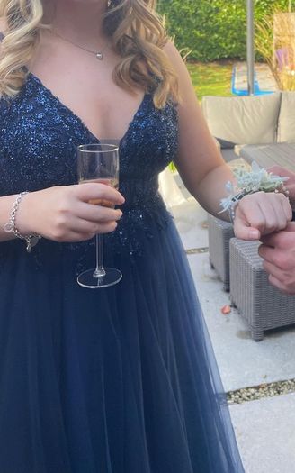 Elliott Chambers navy blue debs dress