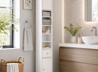 main image for ad Slim Bathroom Storage Cabinet  Tall Space Saving Bathroom Cabinet with Drawer &amp; Double Door Storage, 180cm