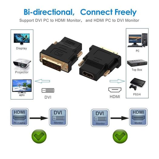 DVI-I (24+5) Male & DVI-D (24+1) Male to HDMI (Female) Adapters (Brand New/Warranty)