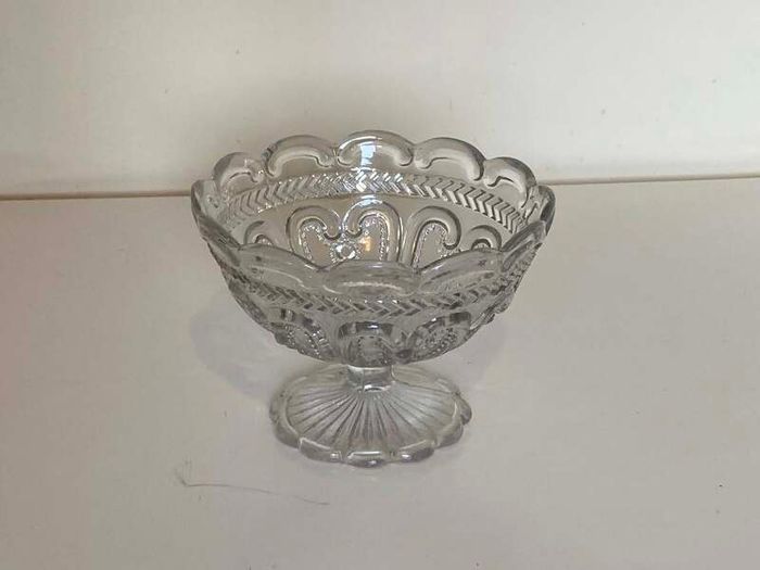 Vintage Pressed Glass Serving Set | Pedestal Bowl & Serving Tray
