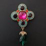 Pink Emerald Statement Dangle Drop Earrings Image 3