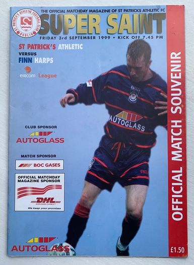 Very Rare 1999 St. Patrick's Athletics v Finn Harps - League of Ireland Premier Division Programme