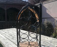Freestanding Metal & Wood Wine Rack (7-Bottle Capacity)