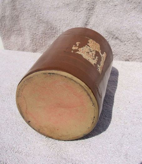 Stoneware antique ink bottle (large size 7.5" high) - made by Joseph Bourne of Denby (1880's - 1910's). Superb condition with remnants of label.