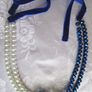 Handmade Statement White and Navy Blue Mix Necklace with Velvet Cord, in a Gift Box Image 2
