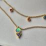 Original Thomas Sabo Charm Club necklace, S925 gold plated with multicolour stones, triangle charm & opal pendant.  Very good condition. Rare layered model. Image 7