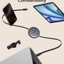 Retractable USB C to USB-C Charger Cable 100W Fast Charging 4-Length Adjustable (0.36/0.6/0.82/1M) Auto Rewind Type C Lead For MacBook, iPad, iPhone Air/17/16, Galaxy S25, 1M Max, Black Image 7