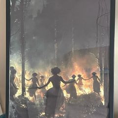 frame with canvas of women dancing
