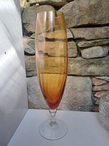 Large Amber Art Glass Floor Vase 45cm