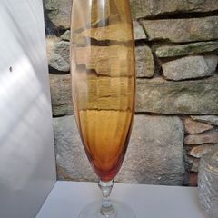 Large Amber Art Glass Floor Vase 45cm