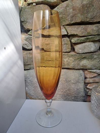 Large Amber Art Glass Floor Vase 45cm
