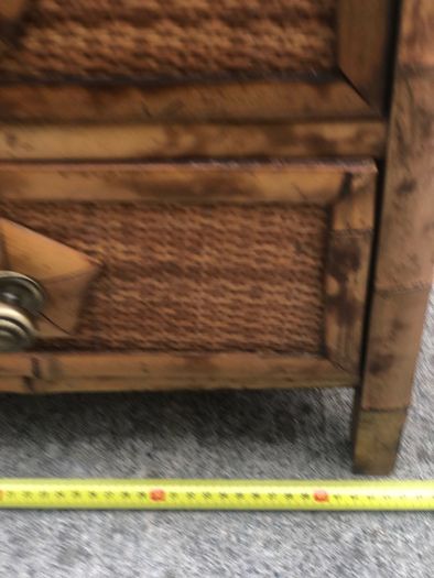 Solid wood bamboo and rattan weave 4 drawer chest of drawers