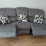 3 Seater Grey Suede Fabric Reclining Sofa - Bradford Image 4