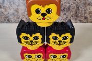 Vintage Lego duplo large heads faces cat dog woman x 5