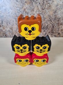 Vintage Lego duplo large heads faces cat dog woman x 5