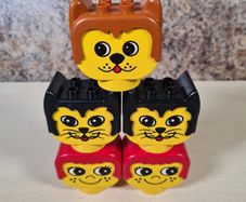 Vintage Lego duplo large heads faces cat dog woman x 5